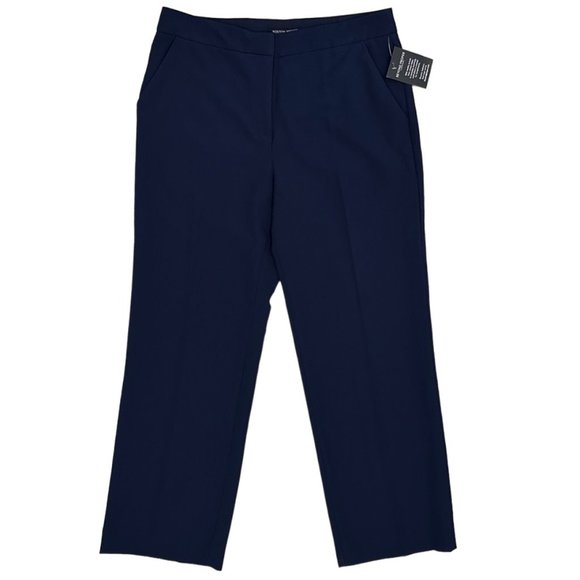 Boston Proper Pants - Beyond Proper by Boston Proper High-Rise Straight Leg Trouser Pants in Navy